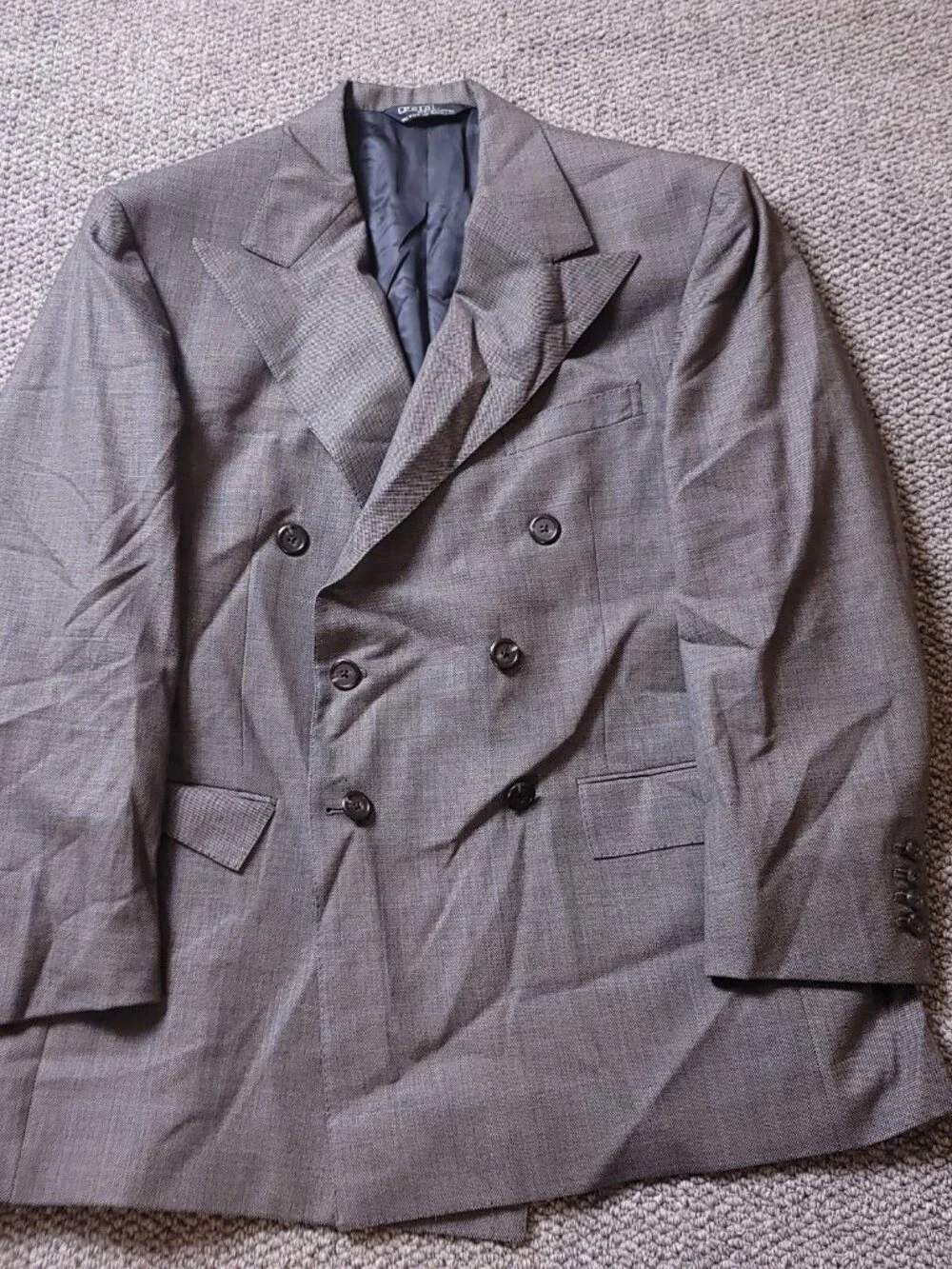 Polo Ralph Lauren Blazer Mens 43R Wool Vintage Gray Blue Checkered Suit Jacket